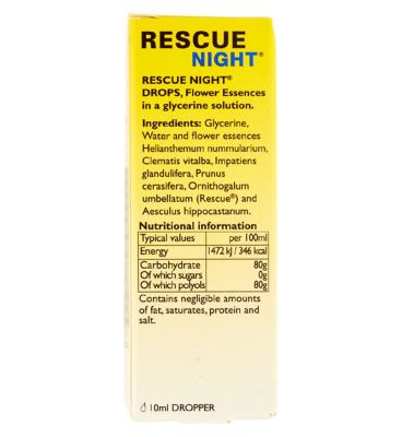 Bach Rescue Remedy Night Dropper 10ml - Flower Essences for Natural Night's Sleep