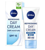 NIVEA 24H Moisture Refreshing Day Cream with Vitamin E for Normal Skin SPF15 50ml
