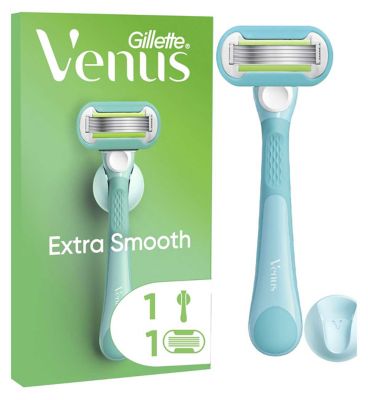 Gillette Venus Extra Smooth Women’s Razor, 1 Refill Razor Cartridges, Reusable Handle and Shower Holder