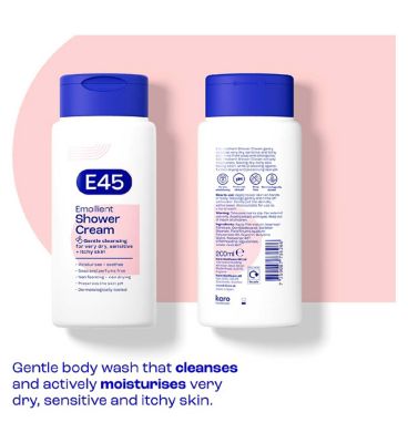 E45 Shower Cream for Gentle and Effective Cleasning for Dry, Sensitive Skin-  200ml