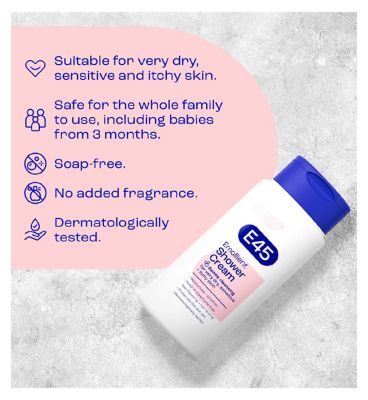 E45 Shower Cream for Gentle and Effective Cleasning for Dry, Sensitive Skin-  200ml