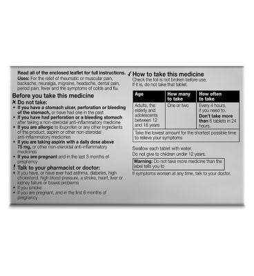 Boots Ibuprofen Lysine 342 mg Tablets - 16 tablets
