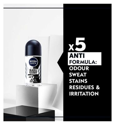 NIVEA MEN Black & White Invisible 72h Anti-Perspirant Roll-On Deodorant 50ml