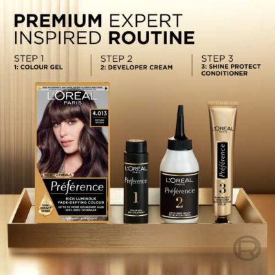 L’Oréal Paris Preference Permanent Hair Dye, Luminous Colour, Refined Brown 4.013