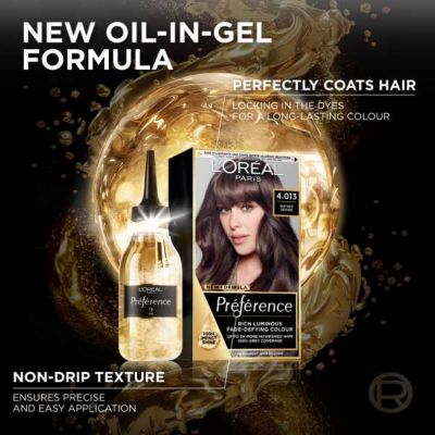 L’Oréal Paris Preference Permanent Hair Dye, Luminous Colour, Refined Brown 4.013