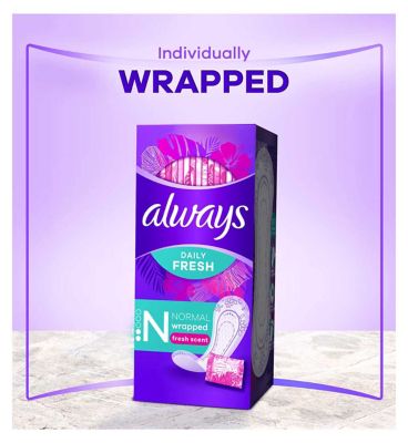 Always Dailies Singles Normal To Go Panty Liners Fresh x 20