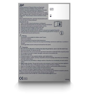 Boots Cooling Headache and Migraine Pads (4 Pads)