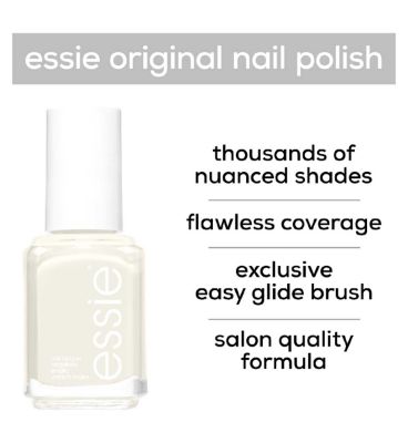 Essie Nail Polish 8 Limo Scene Warm White Cream Nude Colour, Original High Shine and High Coverage Nail Polish 13.5 ml