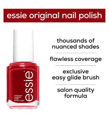 Essie Nail Polish 56 Fishnet Stockings Dark Red Opaque Colour, Original High Shine and High Coverage Nail Polish 13.5 ml