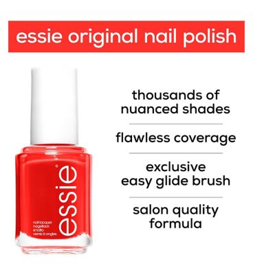 Essie Nail Polish 63 Too Too Hot Rich Sizzling Red Colour, Original High Shine and High Coverage Nail Polish 13.5 ml