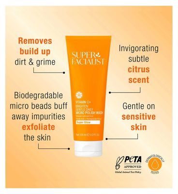 Super Facialist Vitamin C+ Brighten Gentle Daily Micro Polish Wash 125ml