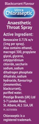 Ultra Chloraseptic Anaesthetic Throat Spray Blackcurrant - 15ml