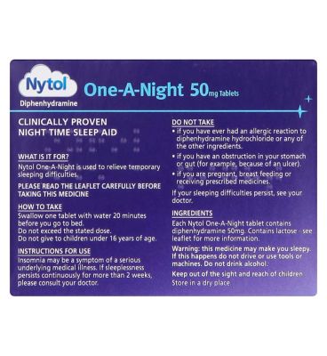 Nytol One-A-Night 50mg Tablets - 20 Tablets