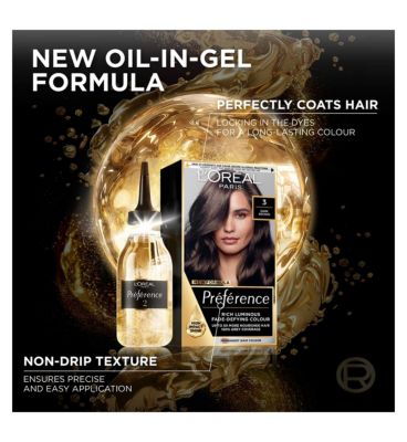 L’Oréal Paris Preference Permanent Hair Dye, Luminous Colour, Dark Brown 3.0