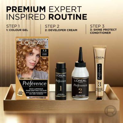 L’Oréal Paris Preference Permanent Hair Dye, Luminous Colour, Golden Blonde 7.3