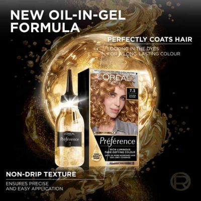 L’Oréal Paris Preference Permanent Hair Dye, Luminous Colour, Golden Blonde 7.3