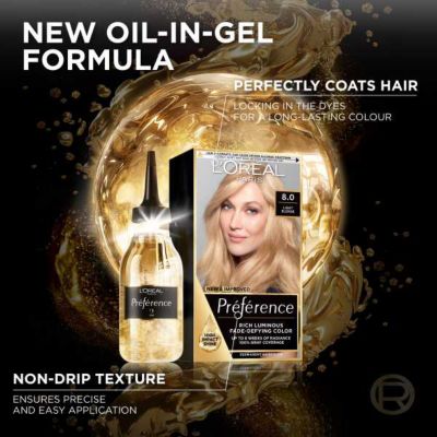 L’Oréal Paris Preference Permanent Hair Dye, Luminous Colour, Light Blonde 8
