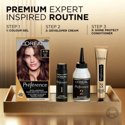 L’Oréal Paris Preference Permanent Hair Dye, Luminous Colour, Intense Deep Brown 4.15