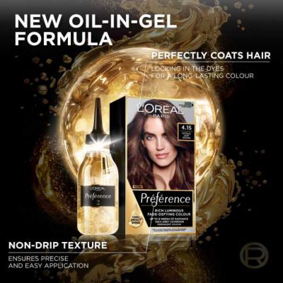 L’Oréal Paris Preference Permanent Hair Dye, Luminous Colour, Intense Deep Brown 4.15