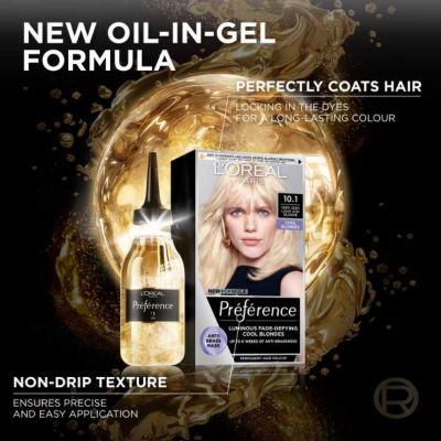 L’Oréal Paris Preference Permanent Hair Dye, Luminous Colour, Very Very Light Ash Blonde 10.1