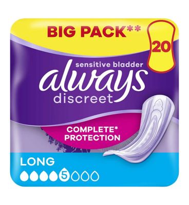 Always Discreet Incontinence Pads Plus Women Long x20