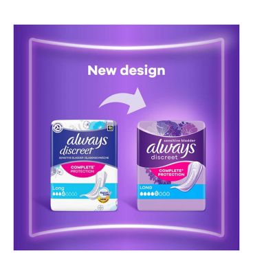 Always Discreet Incontinence Pads Plus Women Long x20