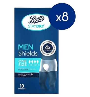 Boots Staydry Men Normal Shields - 80 Shields (8 Pack Bundle)