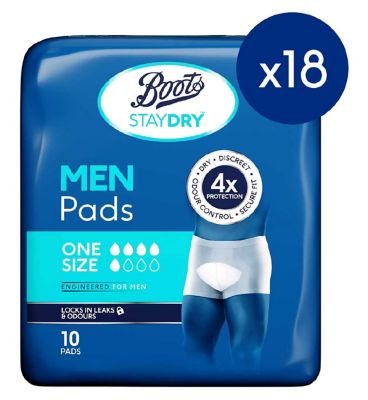 Boots Staydry Men Extra Pads - 180 Pads (18 Pack Bundle)