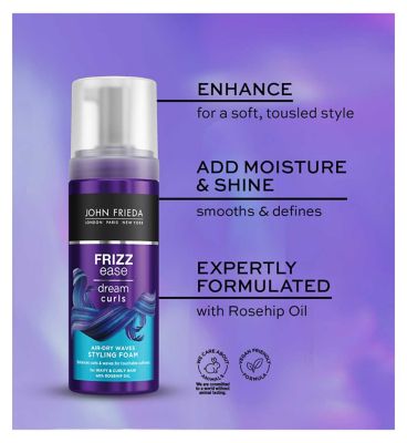 John Frieda Frizz Ease Dream Curls Air Dry Waves Styling Foam 150ml for Naturally Wavy Hair