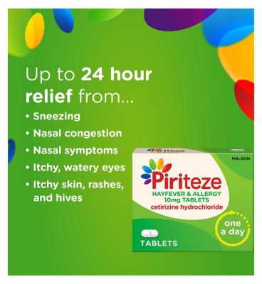 Piriteze Antihistamine Allergy Relief Tablets, Cetirizine – Pack of 30