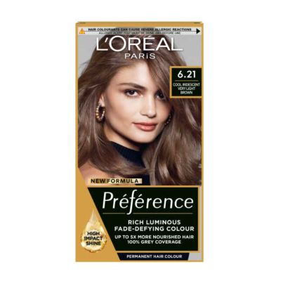 L’Oréal Paris Preference Permanent Hair Dye, Luminous Colour, Cool Iridescent Very Light Brown 6.21