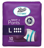 Boots Staydry Night Pants Large - 80 Pants (8 Pack Bundle)