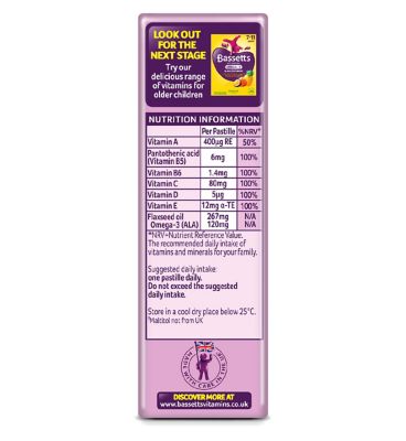 Bassetts Blackcurrant & Apple Flavour Multivitamins with Omega 3 - 3-6 Years. 30 Pack
