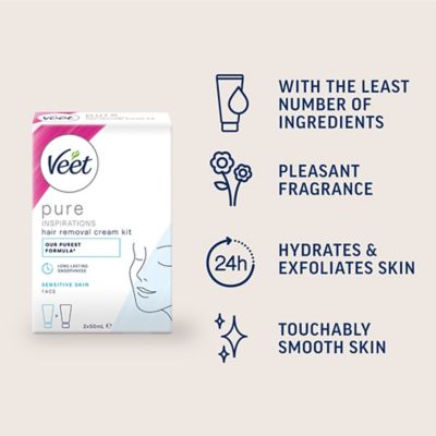 Veet Pure Hair Removal Kit Face Sensitive Skin - 2 x 50ml