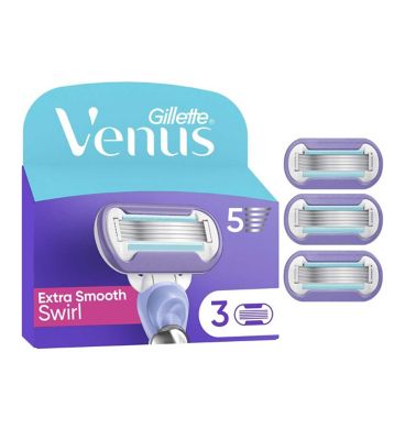 Gillette Venus Razor Blades, Extra Smooth Swirl 5 Blade Women’s Razor Blades X3