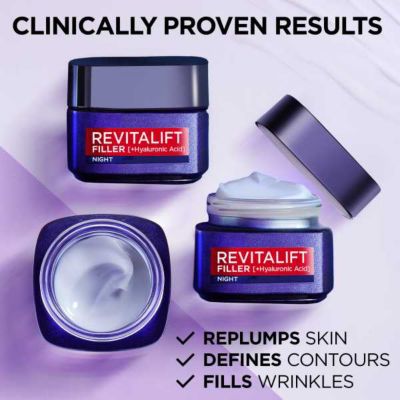 L'Oreal Paris Revitalift Filler Hyaluronic Acid Anti Ageing Night Cream 50ml