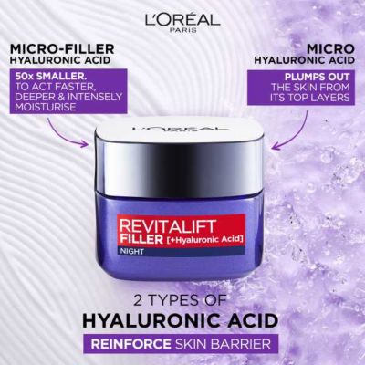 L'Oreal Paris Revitalift Filler Hyaluronic Acid Anti Ageing Night Cream 50ml
