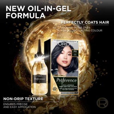 L’Oréal Paris Preference Permanent Hair Dye, Luminous Colour, Cool Black P11