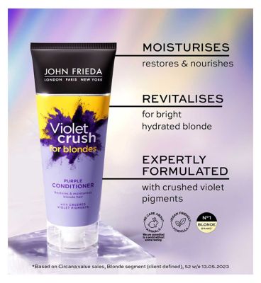 John Frieda Violet Crush Purple Conditioner 250ml for Brassy, Blonde Hair