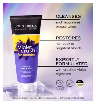 John Frieda Violet Crush Purple Shampoo 250ml for Brassy, Blonde Hair