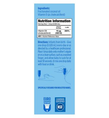 Baby Ddrops Liquid Vitamin D3 10 µg 60 Drops 1.7ml