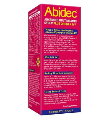 Abidec Advanced Multivitamin Syrup Plus Omega 6 & 9 Raspberry Flavour - 150ml