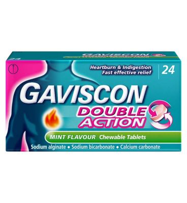 Gaviscon Double Action Heartburn & Indigestion Mint Flavour Tablets x24