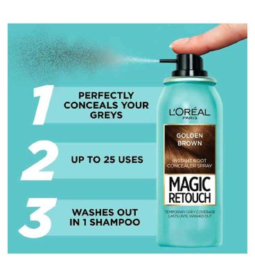 L’Oreal Paris Magic Retouch Golden Brown Root Touch Up, Temporary Instant Root Concealer Spray With Easy Application, 75ml