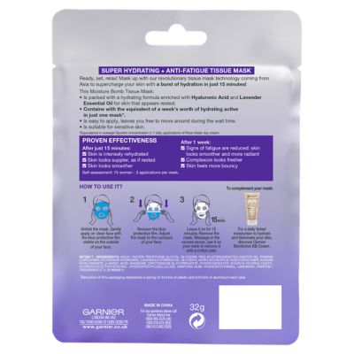 Garnier Moisture Bomb Lavender Revitalising Sheet Mask 28g