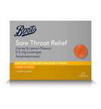 Boots Sore Throat Relief Honey & Lemon Flavour 0.6mg Lozenges - 24 Lozenges