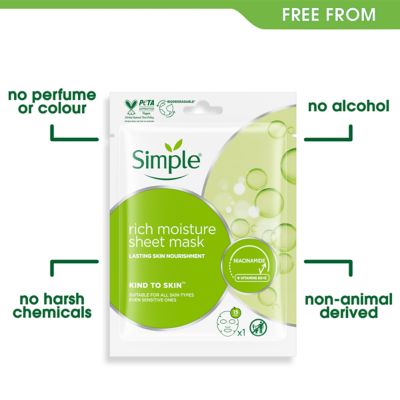 Simple Kind To Skin Rich Moisture Sheet Mask 21 ml 1 Mask