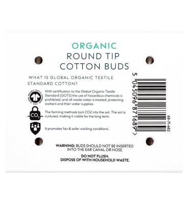 Boots Everyday Organic Round Tip Cotton Buds 200 buds
