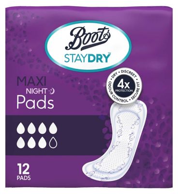 Staydry Maxi Night Pads for Moderate to Heavy Incontinence 12 Pack Bundle – 144 Liners