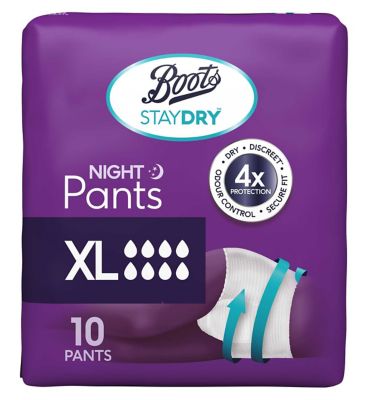 Boots Staydry Night Pants XL - 120 Pack (12 Pack Bundle)